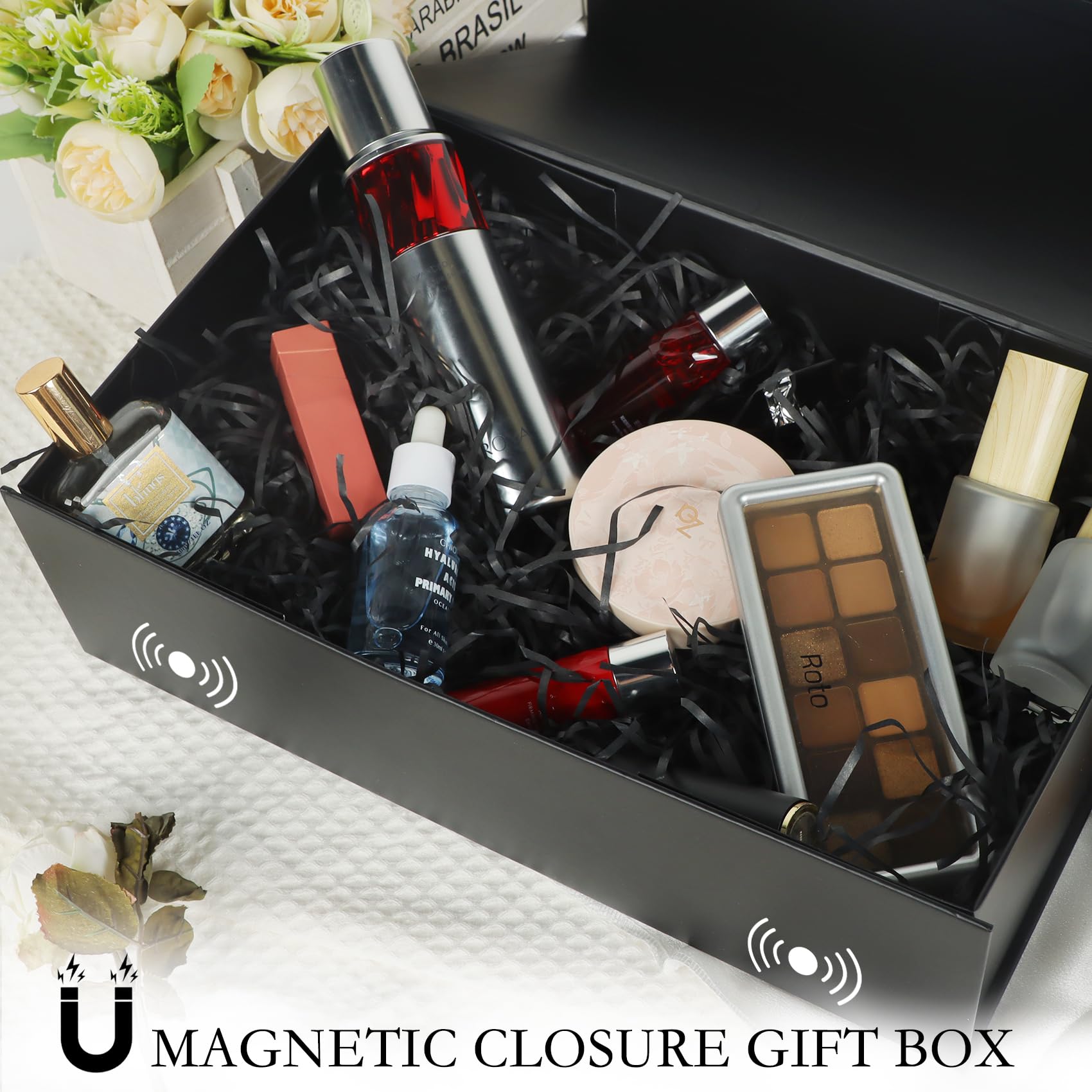 LFBOX Black Gift Box with Magnetic Lids 5 Pack