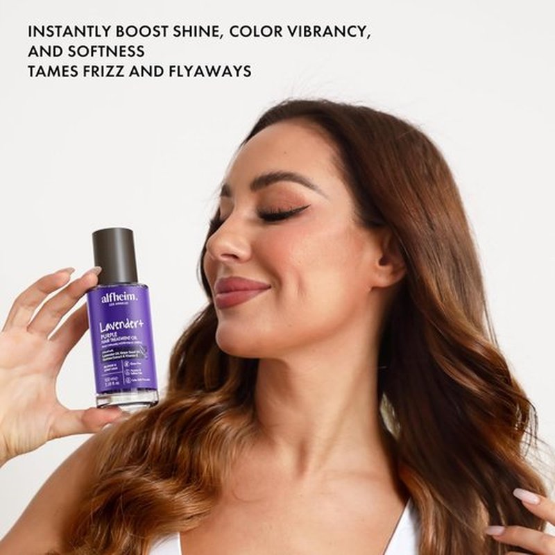 ALFHEIM Lavender+ Purple Hair Oil | Anti-Brass & Frizz Control Serum for Blonde & Color-Treated Hair – 3.38 oz / 100 ml