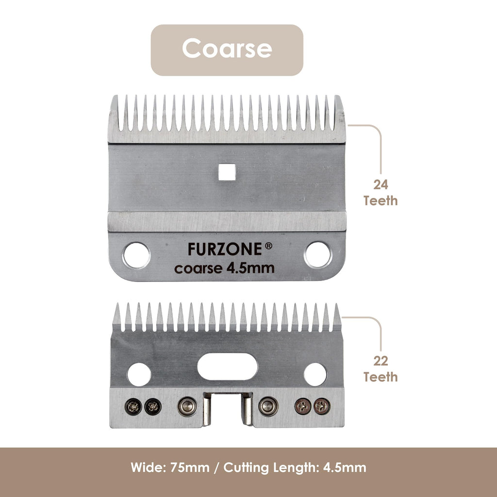 FURZONE A2 Large Animal Clipper Blade (COARSE) - 2-in-1 Set (24&22 Teeth), Horse Grooming Replacement Blade, Professional Grooming, 11/64-Inch/4.5mm Cut Length