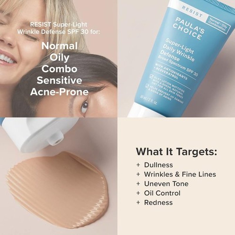Paula's Choice RESIST Super-Light Daily Wrinkle Defense SPF 30 - Matte Tinted Moisturizer Duo for Oily Skin | Fragrance-Free, Mineral Sunscreen