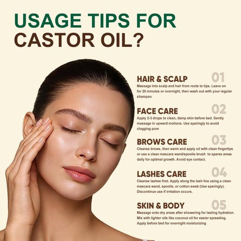SPORTYOUTH Organic Castor Oil, Cold Pressed, Hexane Free, USDA Certified 100% Pure Unrefined Glass Bottle Non-GMO for Hair Growth, Skin Moisturizer, Face, Lash, Brow, Castor Oil Pack Wrap - 16 fl oz