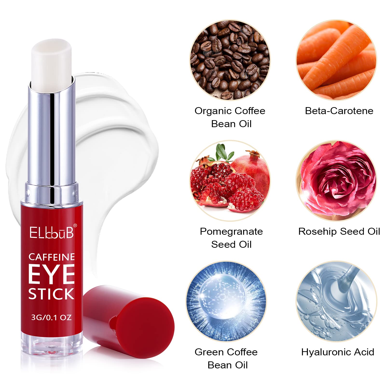 ELBBUB Eye Stick - Anti Wrinkle Eye Cream for Puffy Eyes, Dark Circles, Eye Bags, Crows Feet, Wrinkles,Reduces Wrinkles Saggy Skin Puffy Eyes (Caffeine)