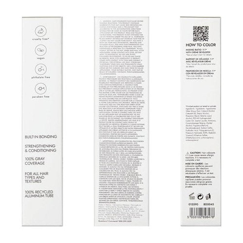 Bondbar 1N Black Hair Color - Vegan Permanent Creme Dye with Built-In Bonding, 2.05 Oz