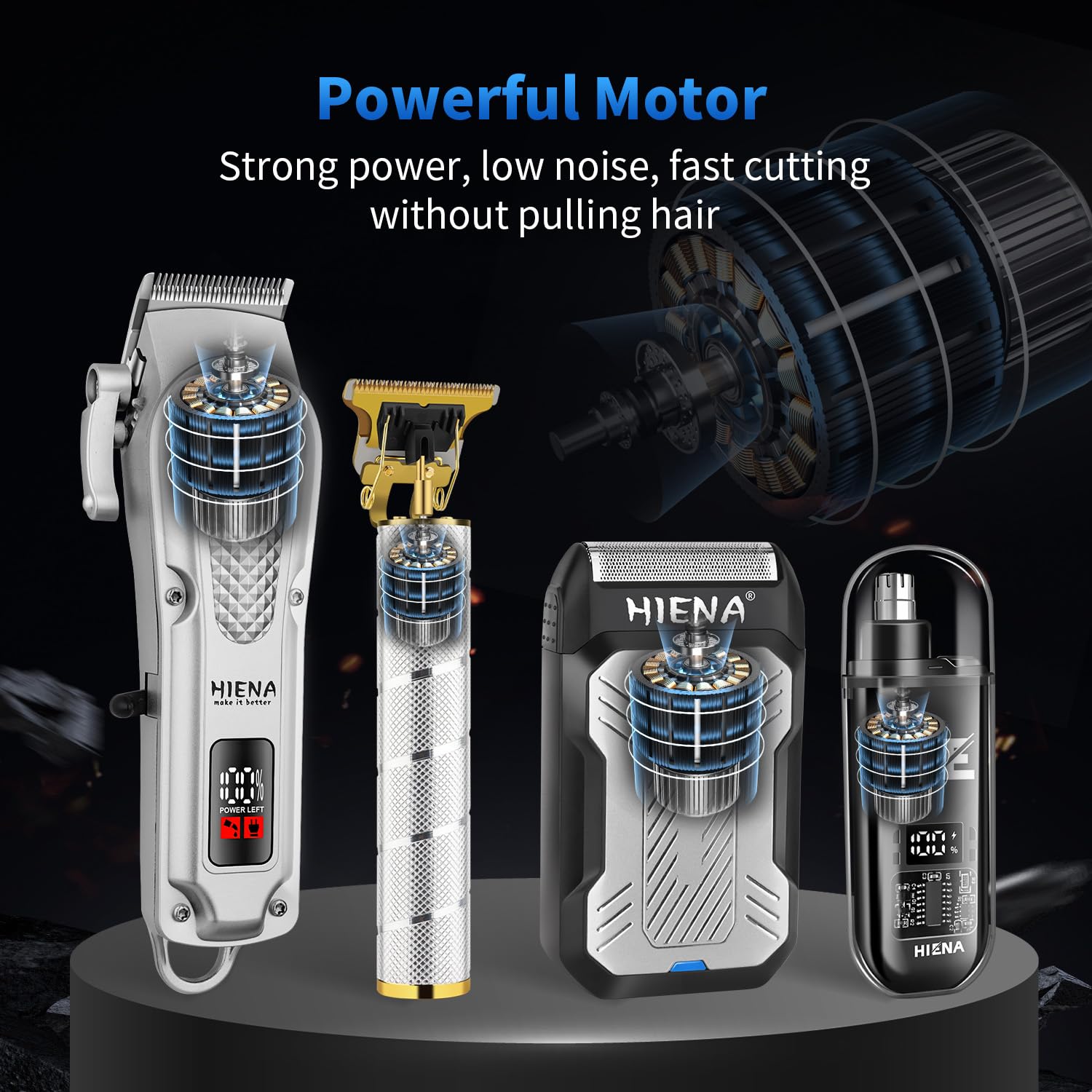 HIENA PRO Professional Hair Clipper Set for Men, Cordless Barber Clippers Set and Trimmer Kit, Electric Beard Trimmer Foil Shaver & Men's Facial Grooming Tool Kit, Gifts for Men (212+LXY+816)