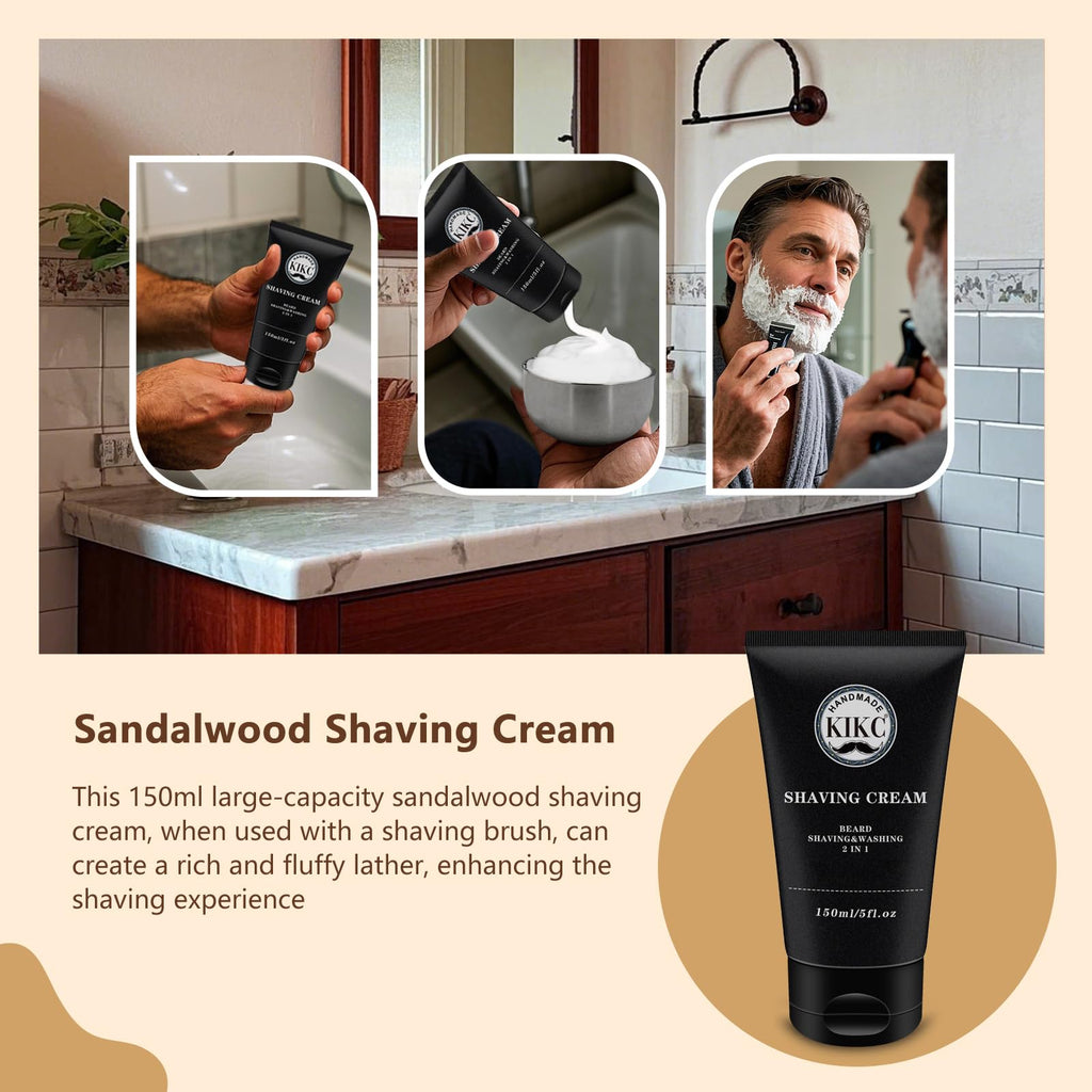 Kikc 5 in 1 Shaving Kit, Shaving Brush Kit for Men,Set Include Synthetic Shave Brush, Stainless Lathering Bowl, Shave Brush Stand, Shaving Cream, Shave Manual, Best Gift for Bearded Man,Silvery Set
