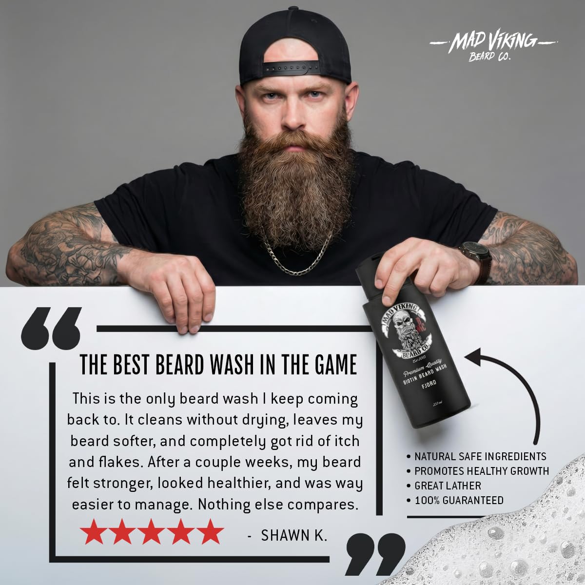 Mad Viking Fjord Biotin Beard Wash for Men 8 oz
