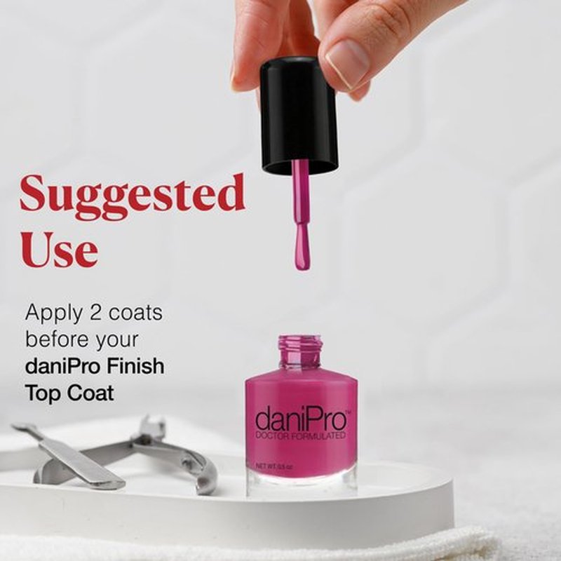 daniPro Doctor Formulated Nail Polish Lovely Lady deep pink Fingernail Polish & Toenail Polish, 0.5 oz with Undecylenic Acid, Biotin & Vitamins - Vegan Formula for Healthy Nails - Made in the USA