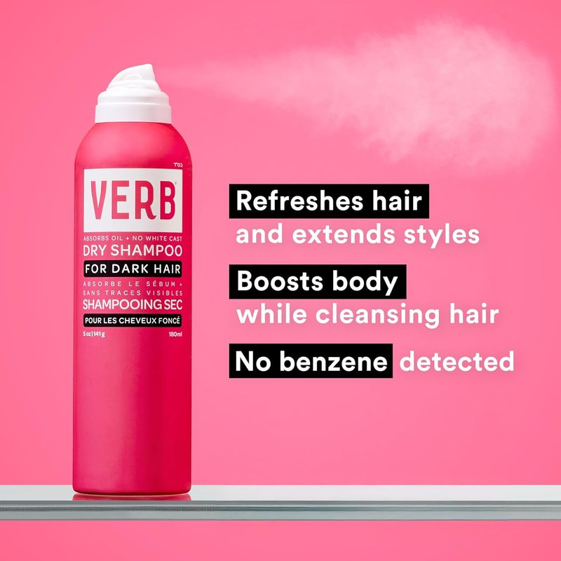 VERB Dry Shampoo Dark - Refreshing Spray to Absorb Oils & Extend Styles - Vegan, Paraben-Free Formula