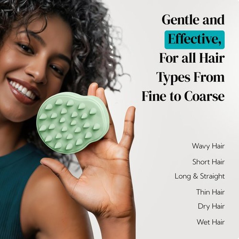 HEETA Scalp Massager Shampoo Brush 2 Pack, Soft Silicone Bristles to Remove Dandruff, Waterproof Scrubber for Wet Dry Hair, Suitable for Men & Women (Light Beige&Green)