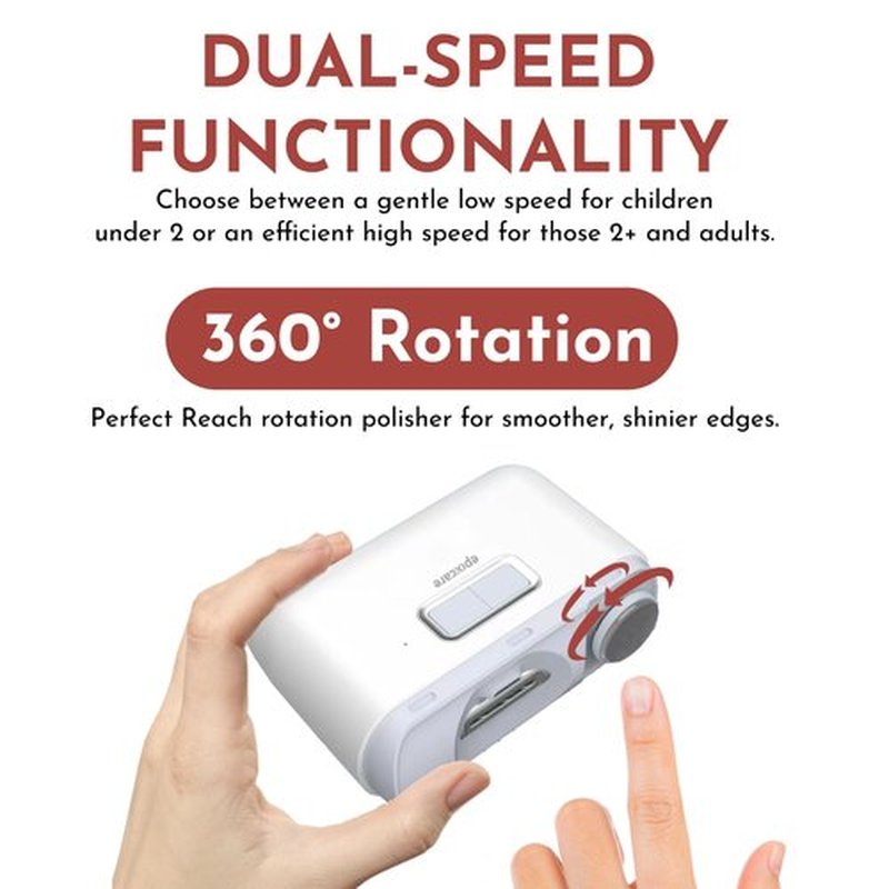 Electric Automatic Nail Clipper Trimmer - Rechargeable Fingernail Grinder Cutter 2-in-1 for Baby, Adults & Seniors – Heavy-Duty Manicure Polisher with Safety LED for Trimming & Polishing Nails