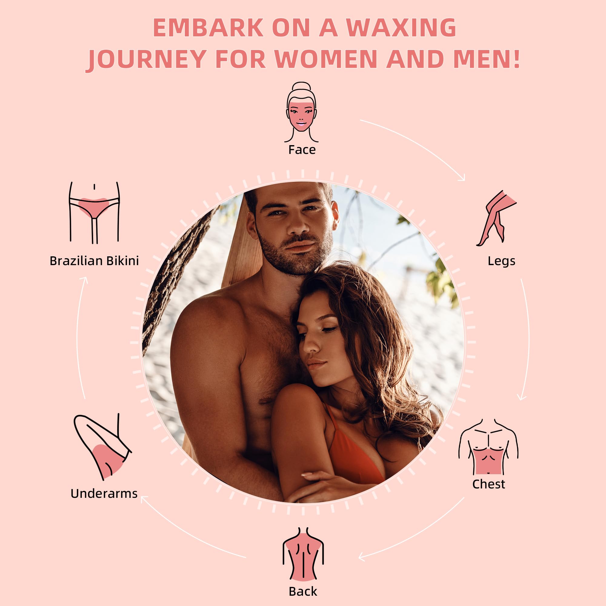 GIRLEARLE 2.5lb Unscented Wax Beads for Hair Removal, Brazilian Bikini Hard Wax for Women Men, Hard Wax beads Perfect for Full Body Legs, Face and Underarms at Home Waxing Beads for Sensitive Skin