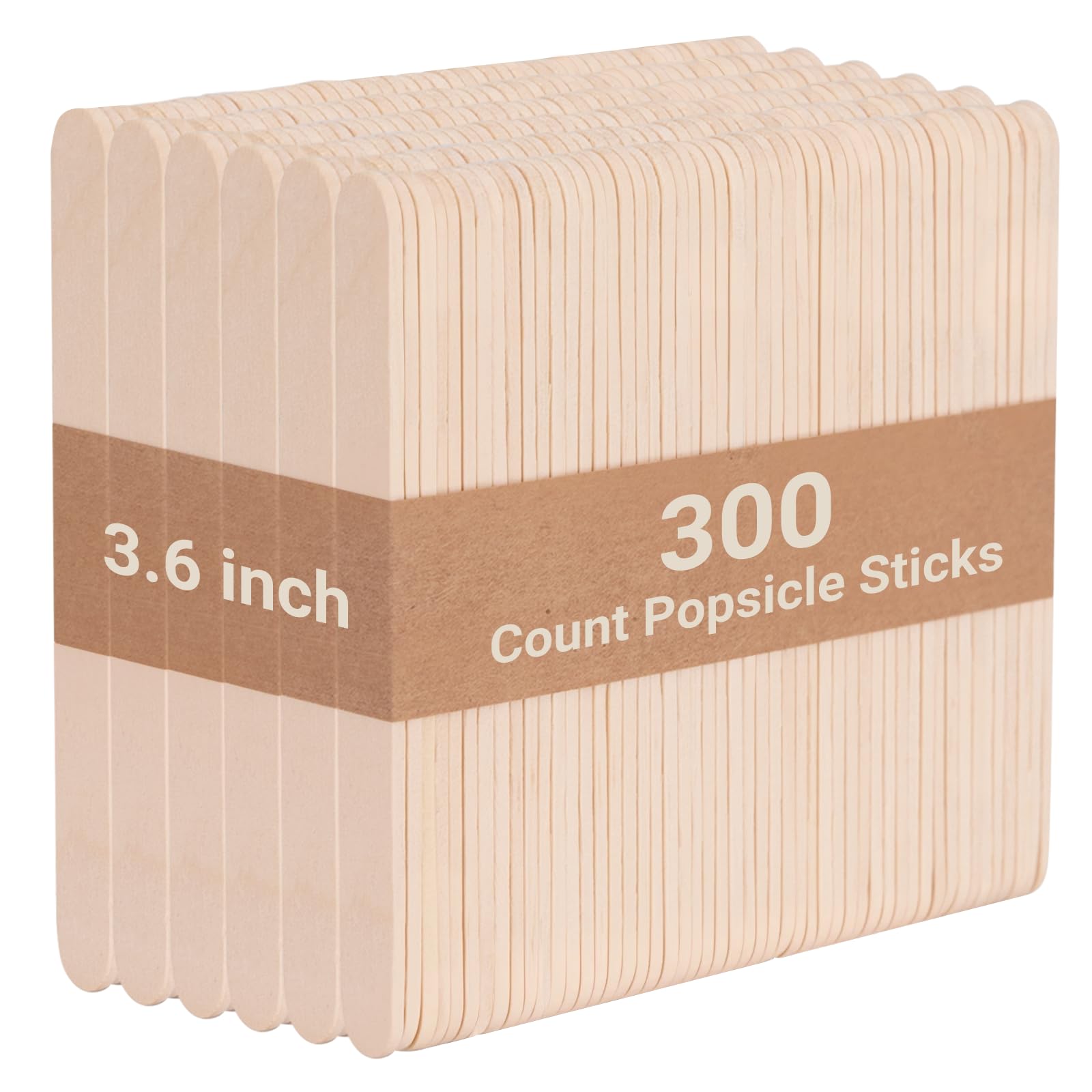 WISYOK 3.6'' Wooden Craft Sticks, 300pcs Mini Ice Cream Sticks, Natural Birtch Wood, Cakesicle, Cake Pop, Hair Removal and Waxing Supplies