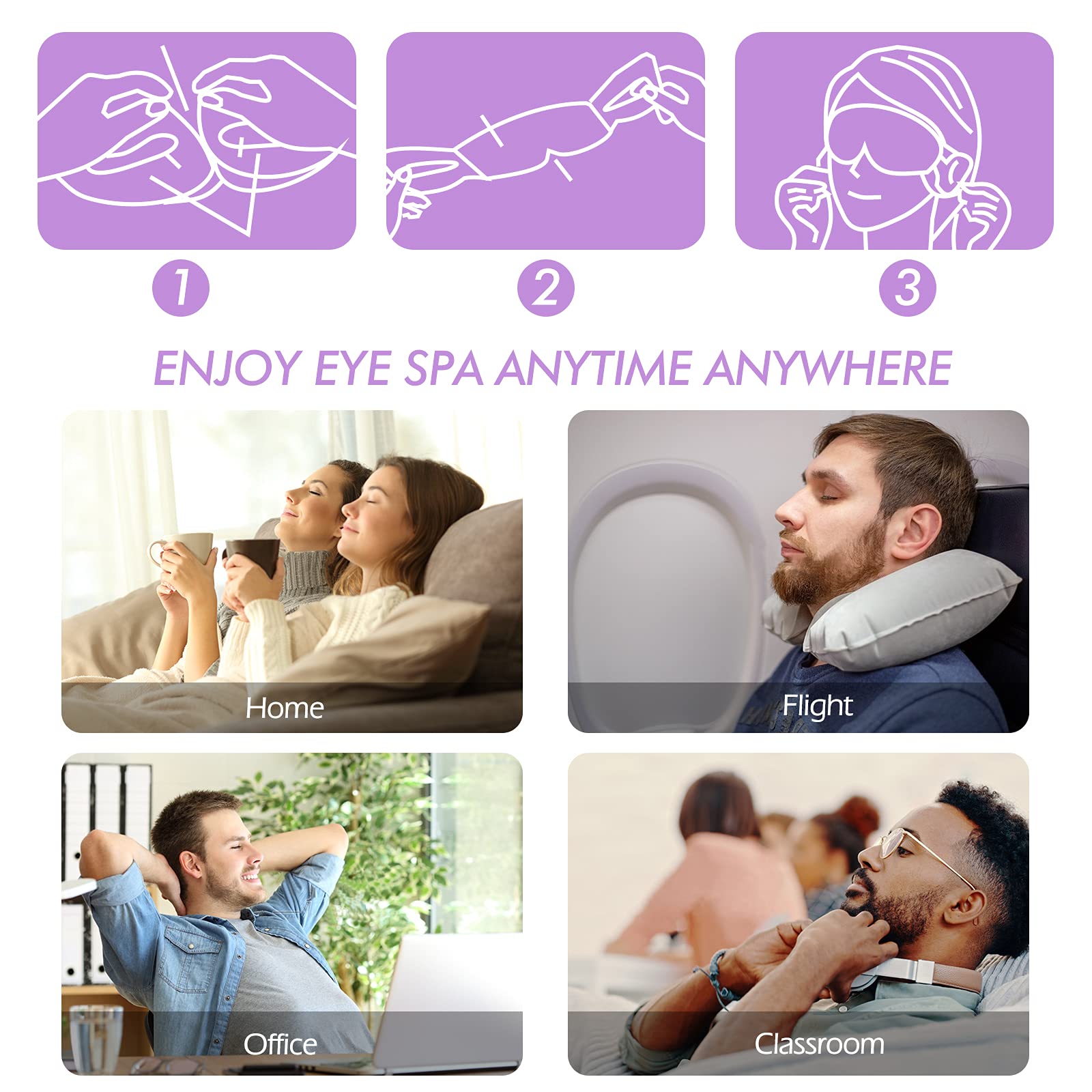 Jekeno Steam Eye Mask, 20 Packs Eye Masks for Dry Eyes, 40-60 Minutes Self Moist Warm Compress Heated Disposable Mask for Sleep, Spa Relaxing Trip Gifts, Travel Essentials for Women Men