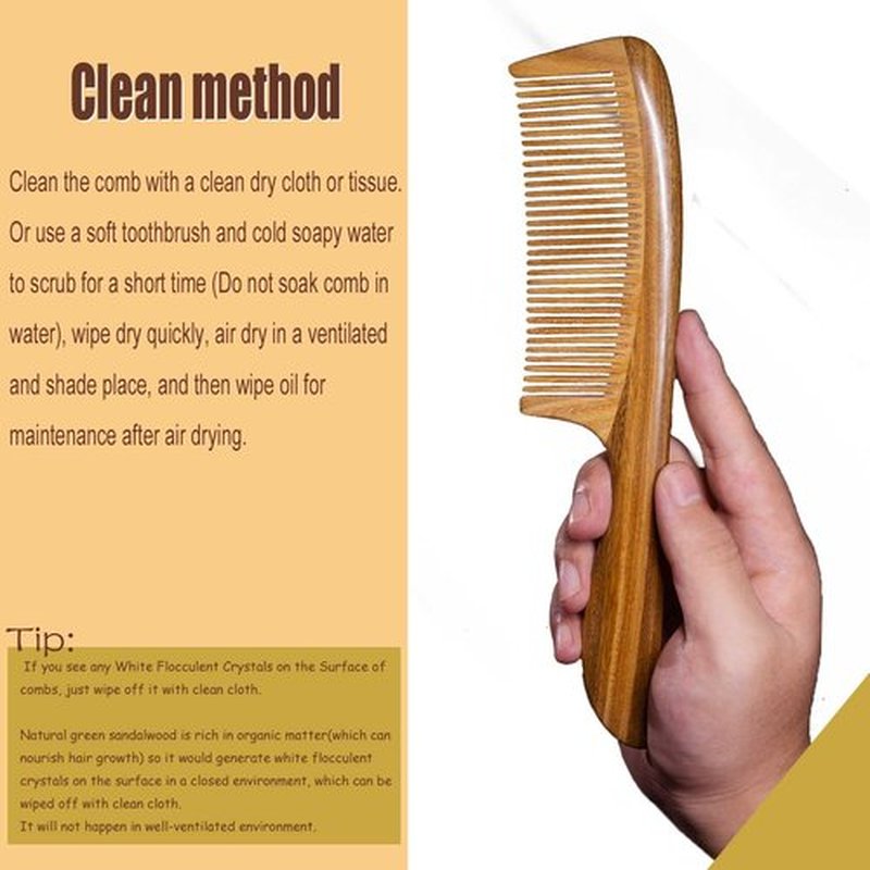 Moreinday Fine Tooth Comb, Wooden Beard Comb, Comb for Men - Green Sandalwood