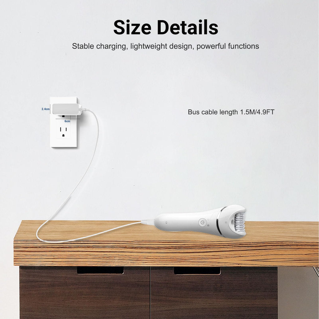 Charger Compatible with Philips Epilator Wet & Dry Series 8000 BRE700/04 BRE720/14 BRE740/14 Shaver and Trimmer for Women Replacement Power Adapter 15V Charging Cord Cable White