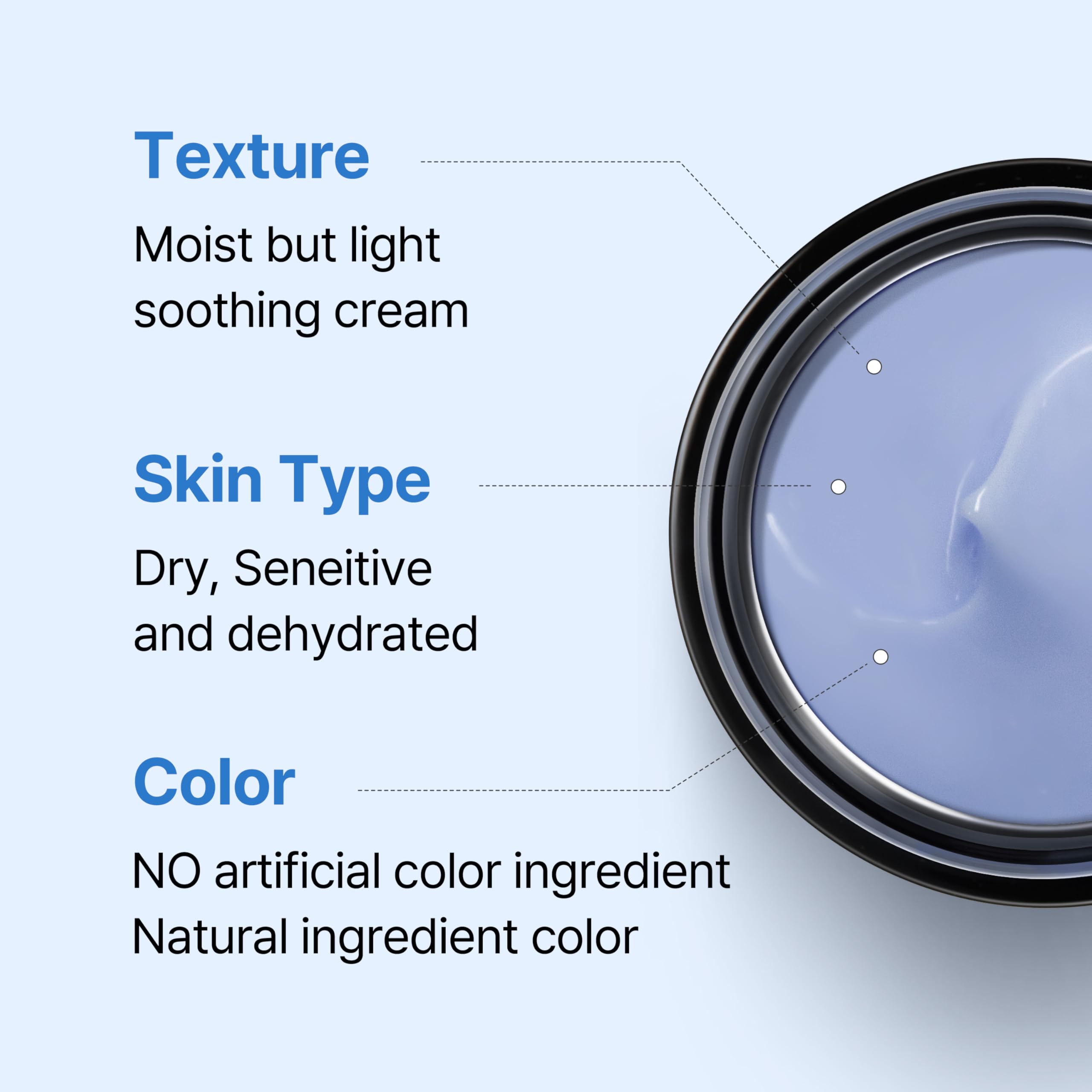 SURMEDIC AZULENE Moisturizing Soothing Cream, Calming Cream for Sensitive Skin, Daily Facial Moisturizer for Barrier Repair, Blemish Relief Care, Korean Skincare 50ml, 1.69 oz