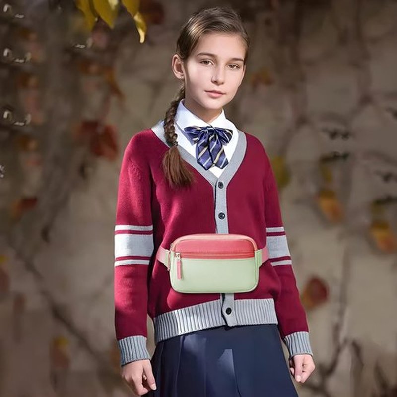 Skiennix Fanny Pack - Trendy Colorblock Crossbody Bag for Girls Aged 5-12 | Adjustable Belt for Travel Essentials