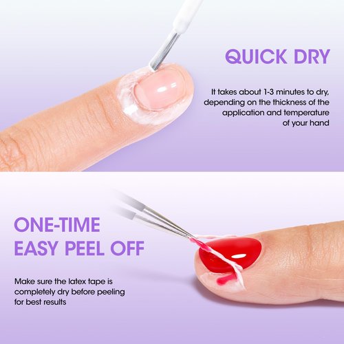 Gellen Latex Tape for Nails, Fast Drying Liquid Latex Nail Polish Barrier Peel off Latex Tape Kit Cuticle Guard for Nail Art Liquid Latex Barrier Protector