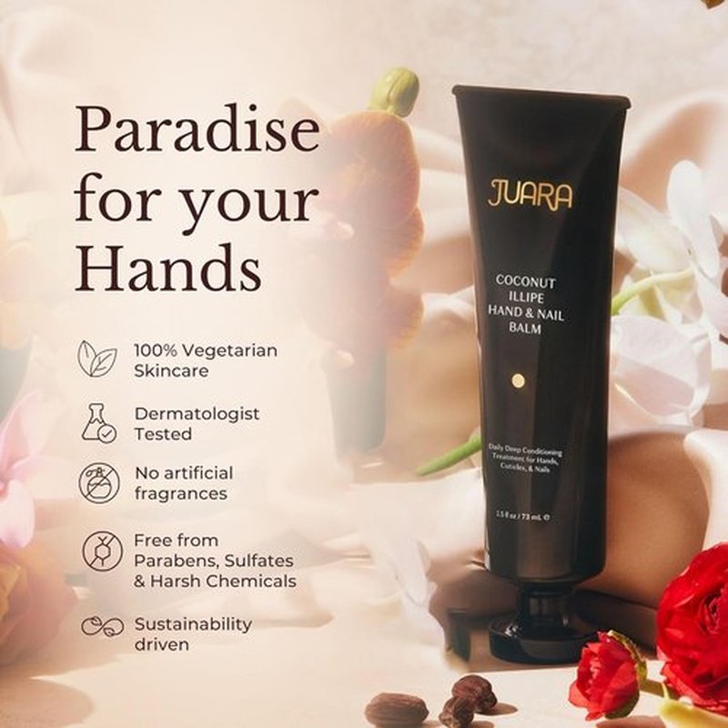 Juara Hand & Nail Balm - Anti-Aging Moisturizing Cream for Dry, Cracked Hands - Coconut Oil & Shea Butter