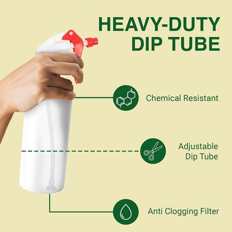 Skiennix Heavy Duty 32oz Plastic Spray Bottles - Adjustable Nozzle for Cleaning & Gardening | Red 2 Pack