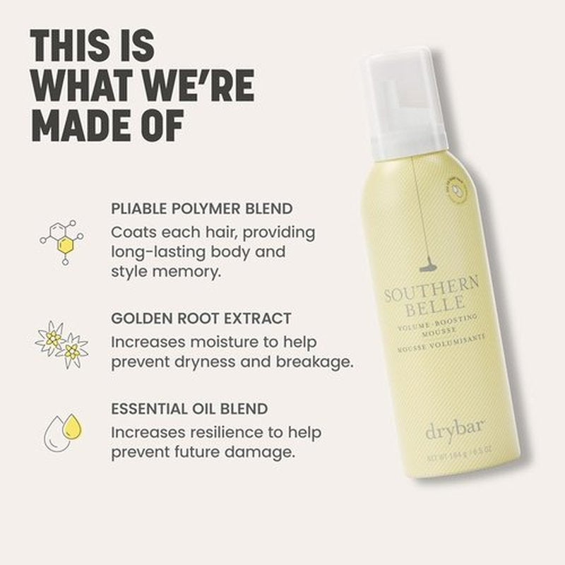Drybar Southern Belle Volume-Boosting Mousse | Frizz Prevention & Shine for Long-Lasting Body