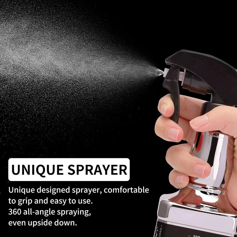 ZIBARBER Water Sprayer 500ml/16.9oz Hair Spray Bottle Hairdressing Barber Spray Bottle Whisky Squirt Bottle Mist Salon Hair Tools Home Gardening(Silvery)