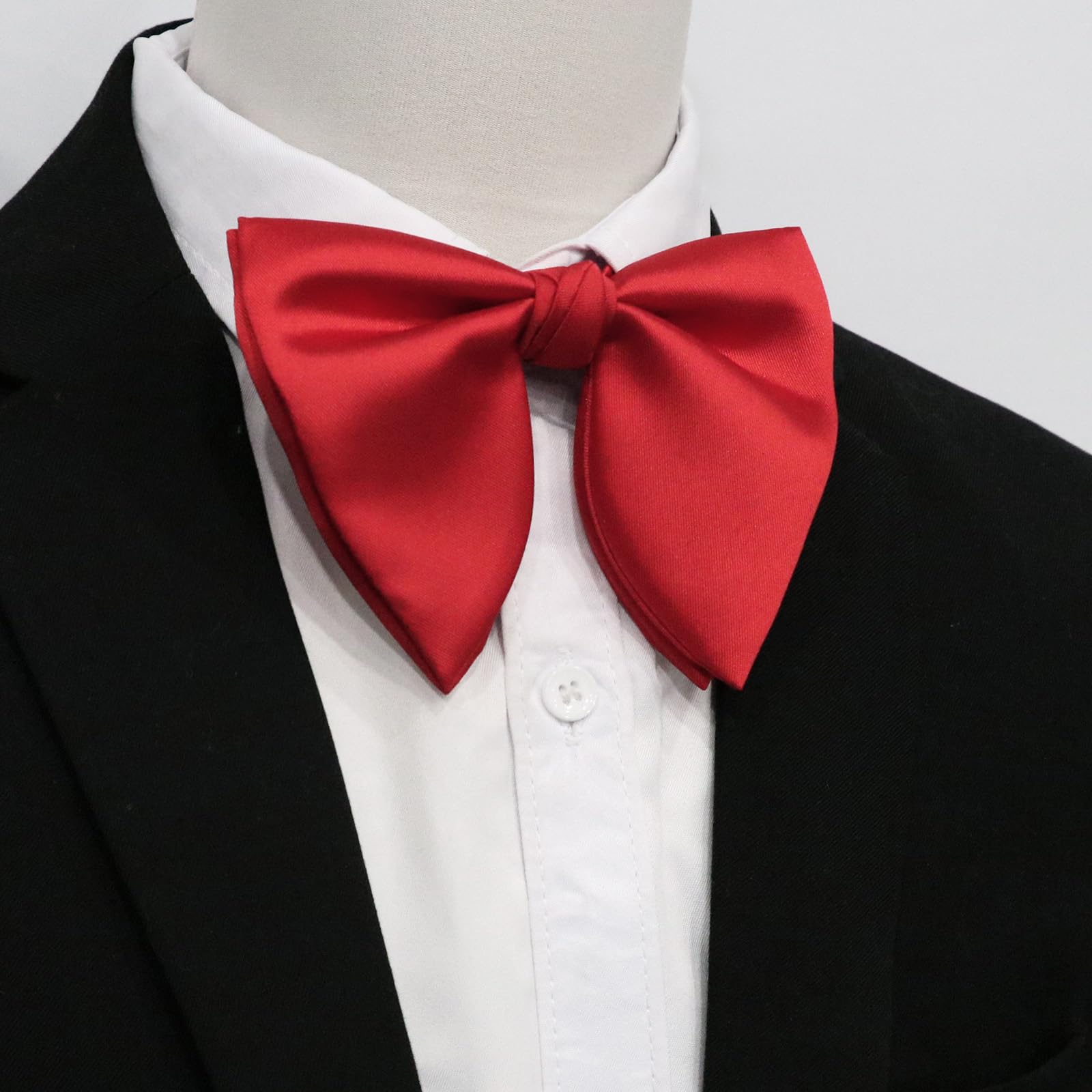 GHTIYLP Mens Bow Tie Pre Tied Oversized Bow Ties for Men Satin Bowties for Tuxedo Wedding Party Banquet (Red)