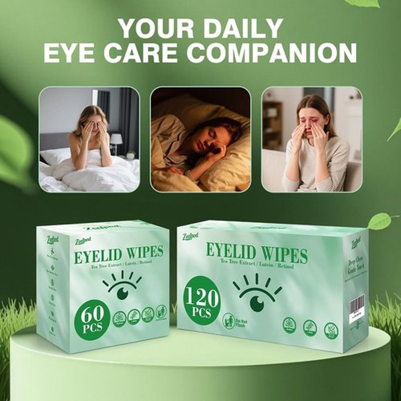 60PCS Tea Tree Oil Eyelid Wipes – Individually Wrapped Eye Lid Cleaning Wipes，Soothing For Sensitive Eyes, Stay Hydrated Lid Wipe