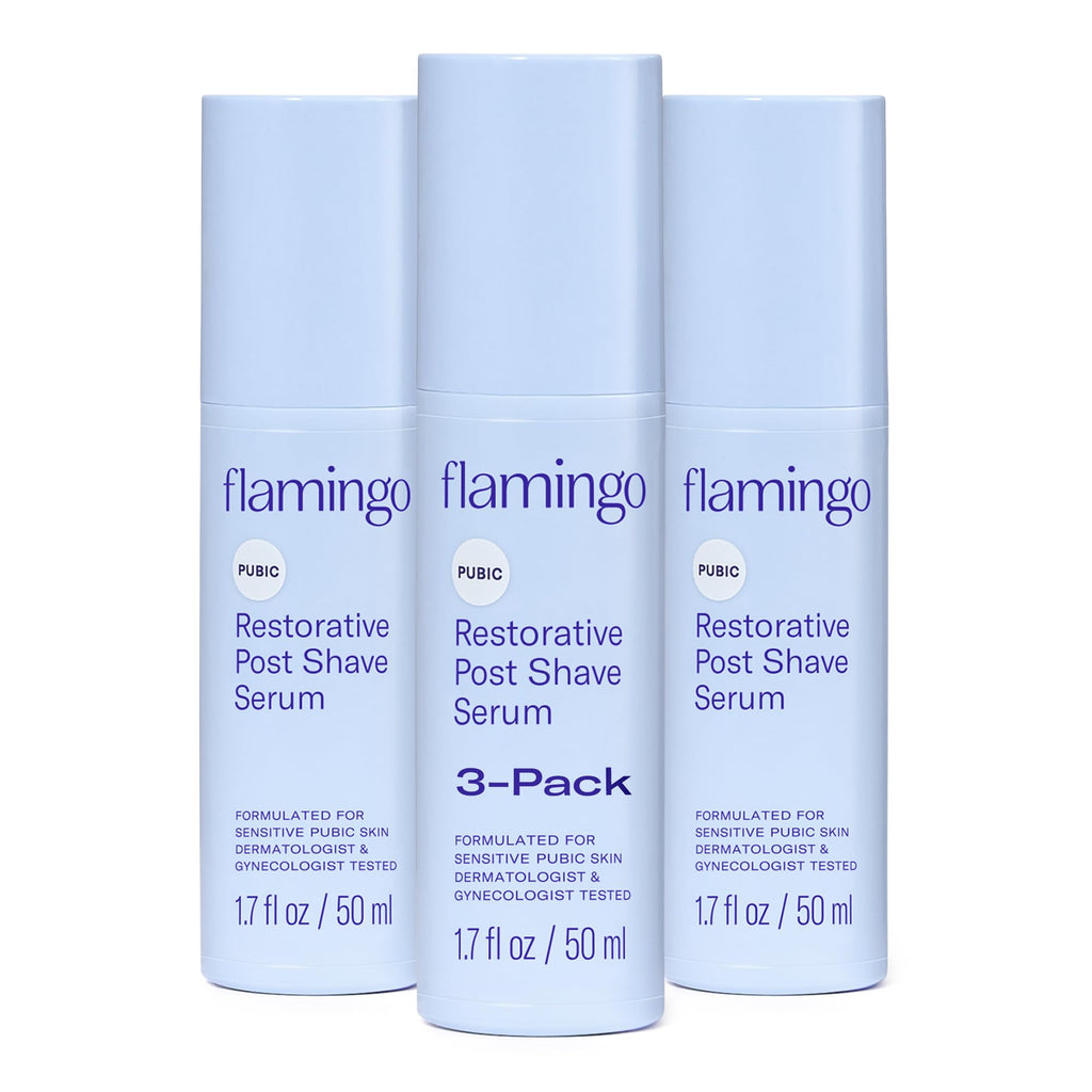 Flamingo Pubic Restorative Post Shave Serum, Made with Oat Extract, Ceramides, and Squalane, 1.7 FL OZ, Pack of 3