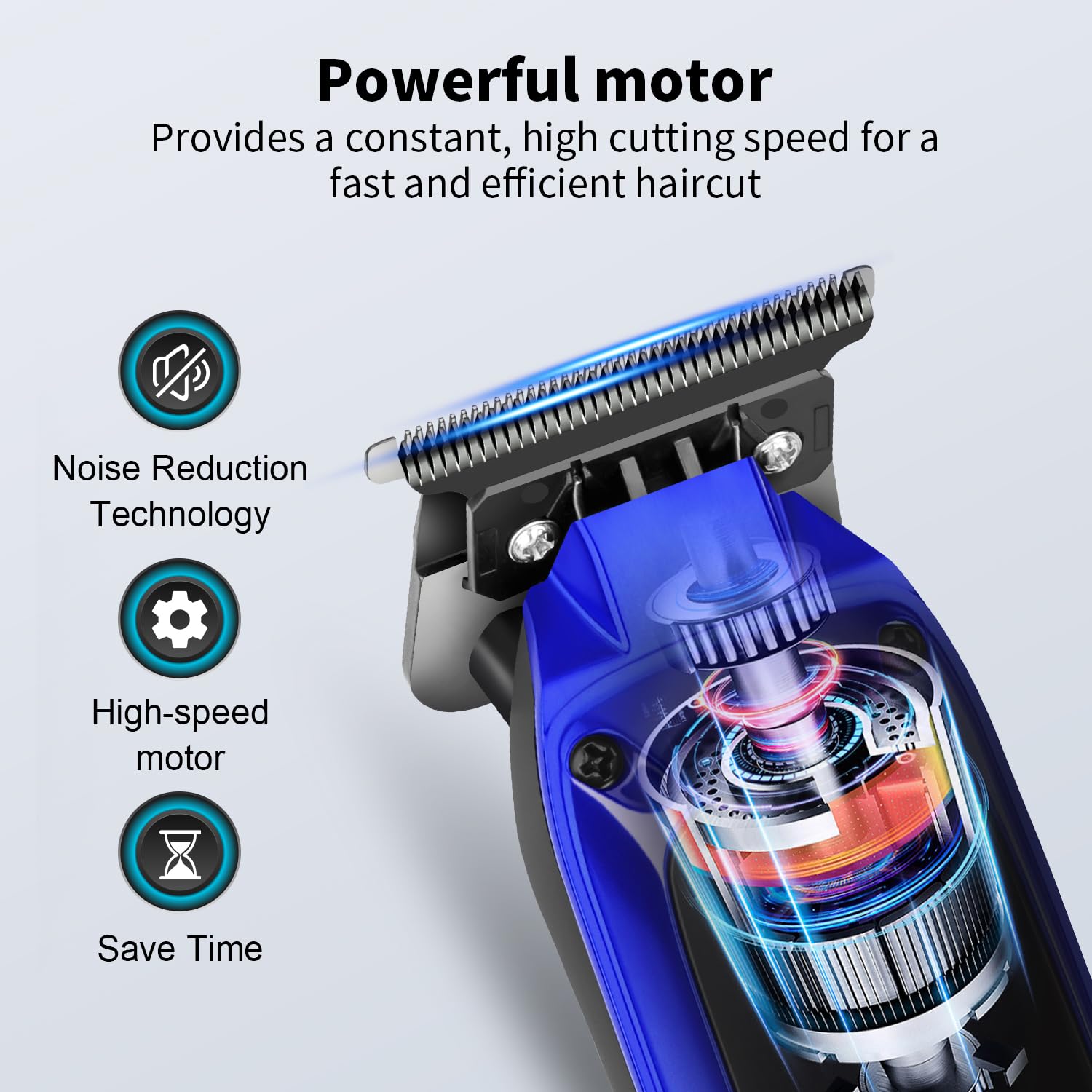 HIENA PRO Professional Electric Hair Trimmer for Men, Cordless Clipper Barber Haircut Tool with USB, Rechargeable T-Blade Precision Beard Trimmer, Perfect Gifts for Men(Blue)
