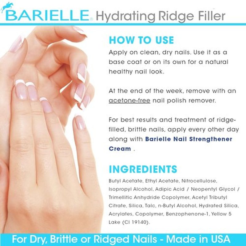 Barielle Hydrating Ridge Filler For Dry, Brittle, Ridged Nails & Nail Growth, Fill and Smooths Nail Ridges, Strengthening Base Coat 0.5 Ounce