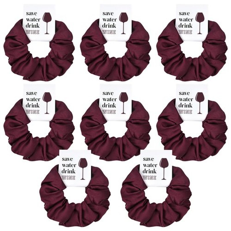 CEELGON Burgundy Bachelorette Party Favors Set of 8 Themed Bridesmaid Proposal Gifts Satin Scrunchies Hair Ties Bridal Shower Wedding Favors for Women