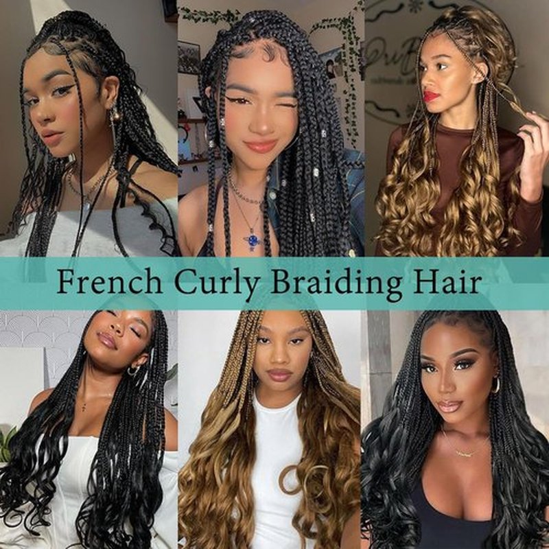 French Curl Braiding Hair, 12 Inch Curly Braiding Hair 8 Packs Bouncy French Curl Crochet Braids for Black Women Pre Stretched Loose Wavy Extensions(1B, 12Inch)