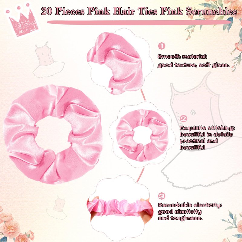 Yinkin 20 Set Ballerina Party Favor for Guest Soft Elastic Hair Tie Hair Scrunchies Ballet Tutu Funny Card Organza Bag Dance Recital Gift for Girls Graduation Birthday Party Decoration