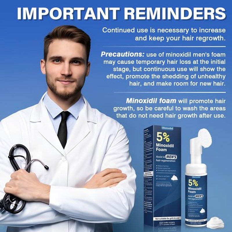 Minoxidil 5% Foam for Men Hair Growth Foam Suitable for Hair Thinning Receding Hairline and Hair Loss to Hair Regrowth Get Thicker Fuller Hair 3 Bottles 2.11 Ounces Each