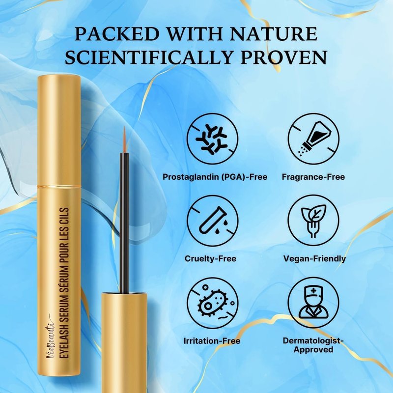 VieBeauti Eyelash Growth Serum 5mL - Nourishing Formula for Longer, Fuller Lashes | Vegan & Cruelty-Free