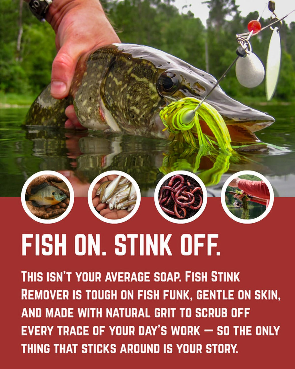 Father's Day Fishermen - 4 Pack Natural Heavy Grit Soap Gift Set – Great Smelling hand & body soap for fishermen. Includes topwater lure and soap sleeve. Fishing Gift Dad Father's Day, Birthday