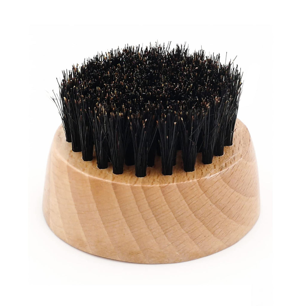 Menesia Small Round Beard Brush, Boar Bristle Wooden Brush for Travel