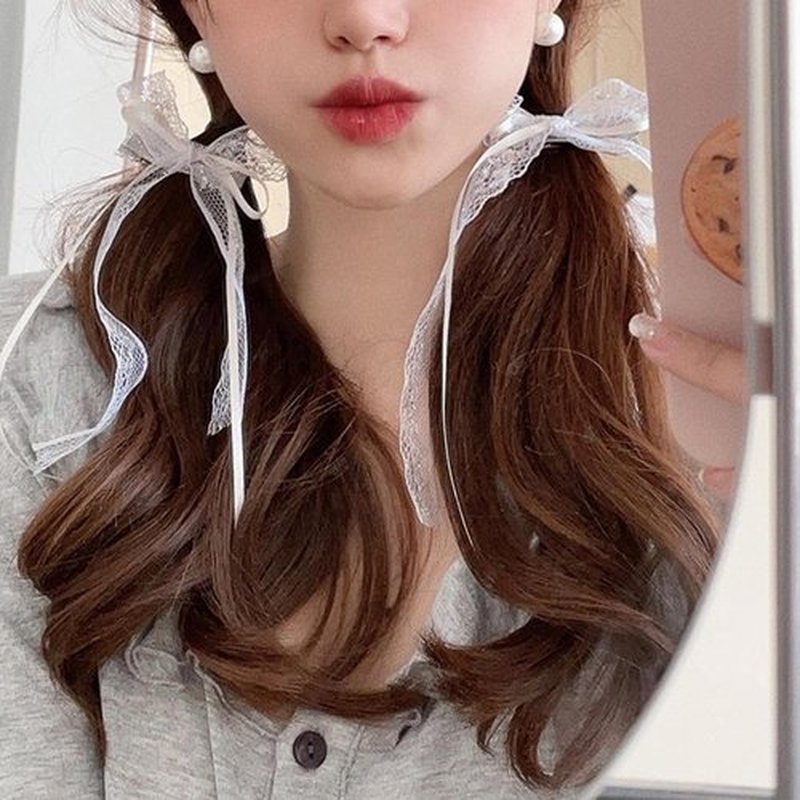 Mini Hair Bows for Women Girls Cute Hair Clips Small Alligator Long Tail Hair Ribbon Accessories -2 Styles -24P - Lace