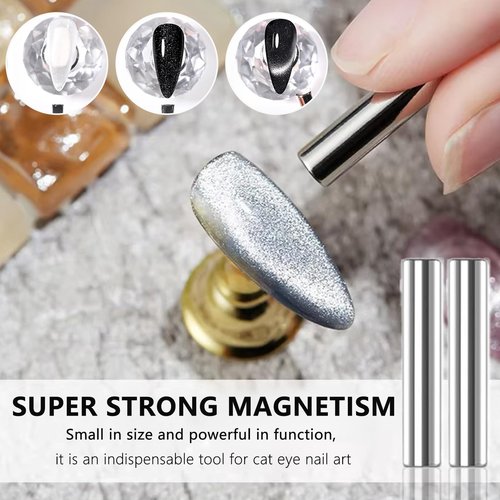 MOLILON 46Pcs Cat Eye Nail Magnet Tool Set, Cat Eye Heart Magnets for Nails, Double-Head Nails Magnet Stick, Round Magnetic Beads, Heart Cat Eye Gel Polish Magnets Tools for Women DIY Manicure