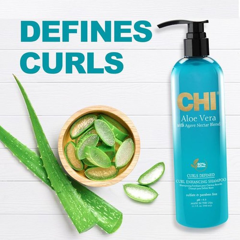 CHI Aloe Vera Curl Enhancing Shampoo - Moisturizing Formula for Curly Hair | 11.5 Oz, Sulfate & Paraben-Free