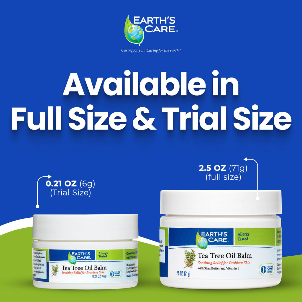 Earth's Care Tea Tree Oil Balm - Tea Tree Moisturizer for Problem Skin - Repair Cream with Shea Butter and Vitamin E 2.5 oz. (71 g)