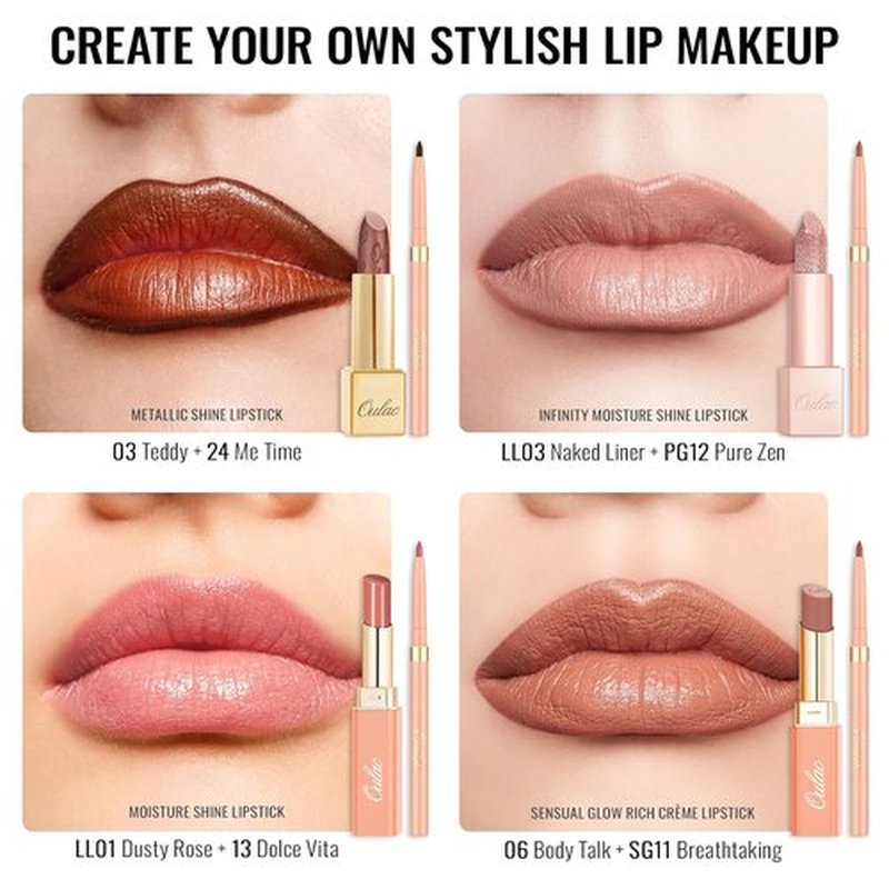 Oulac Waterproof Lipliner Pencil - Smooth, Creamy, Retractable Lip Makeup | Vegan & Cruelty-Free, LL09 Lilac Love Pink