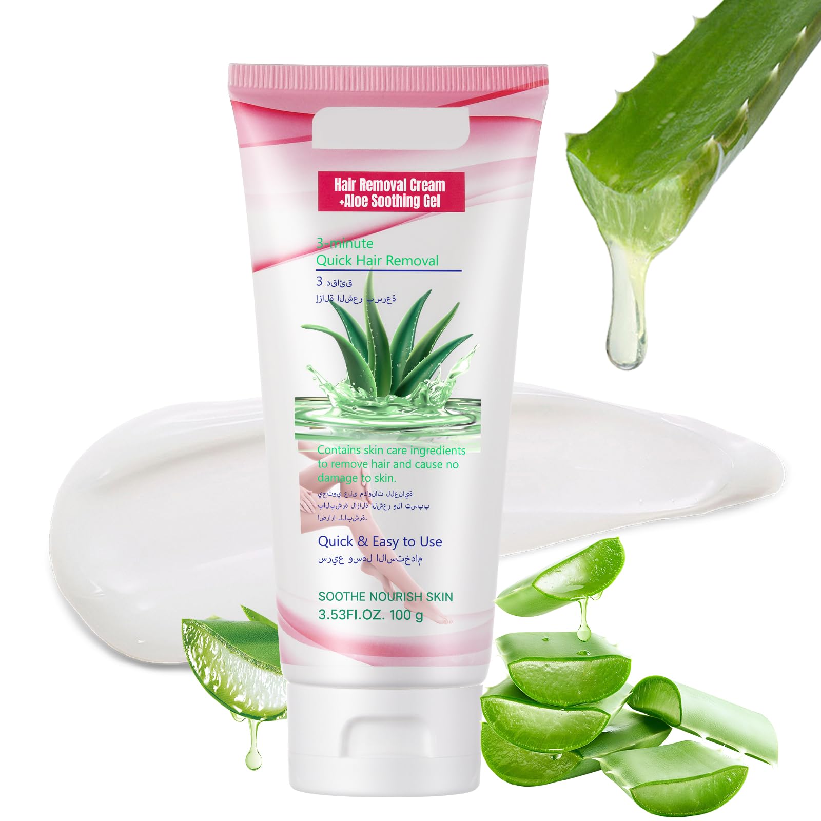 Hair Removal Cream for Women, Aloe Vera Effective Painless Flawless Sensitive Depilatory Cream for Bikini, Private Areas, Pubic, Body, Legs, and Underarms, Gentle Formula for All Skin Type
