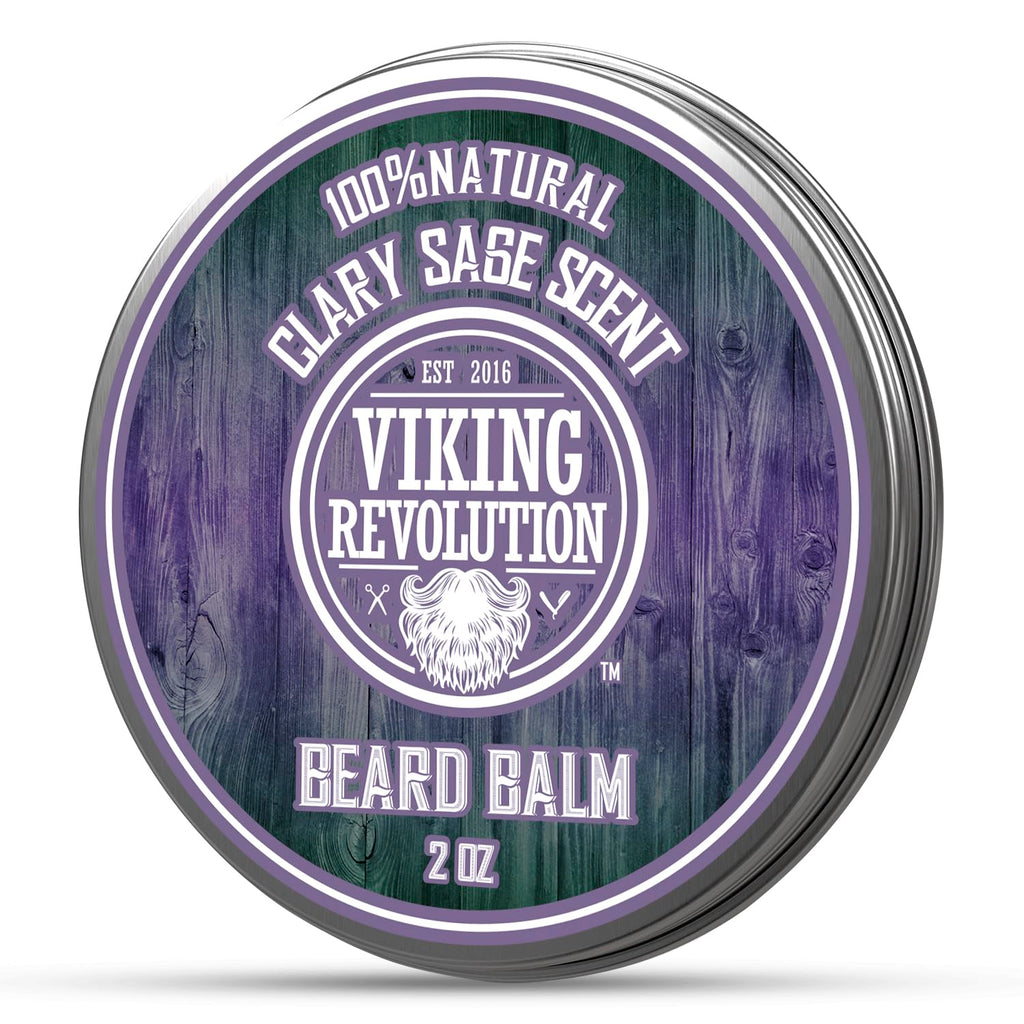 Viking Revolution Clary Sage Beard Balm - Beard Butter with Argan Oil, Beard Softener for Men with Jojoba Oil - Beard Moisturizer for Men with Beeswax - Beard Wax for Men (2oz, 1 Pack)
