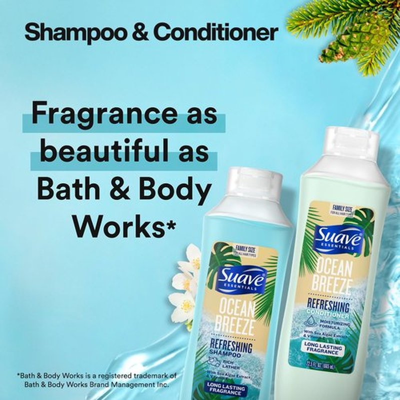 Suave Body Wash 2-Pack, Shampoo & Conditioner, Ocean Breeze + Fresh Antiperspirant Deodorant for Women (5 Piece Set)