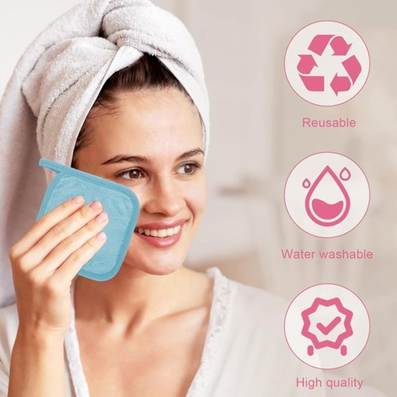Puomue Makeup Remover Cloths - Ultra Soft Reusable Microfiber Towels | 12 Pack, 6"x6", Multicolor