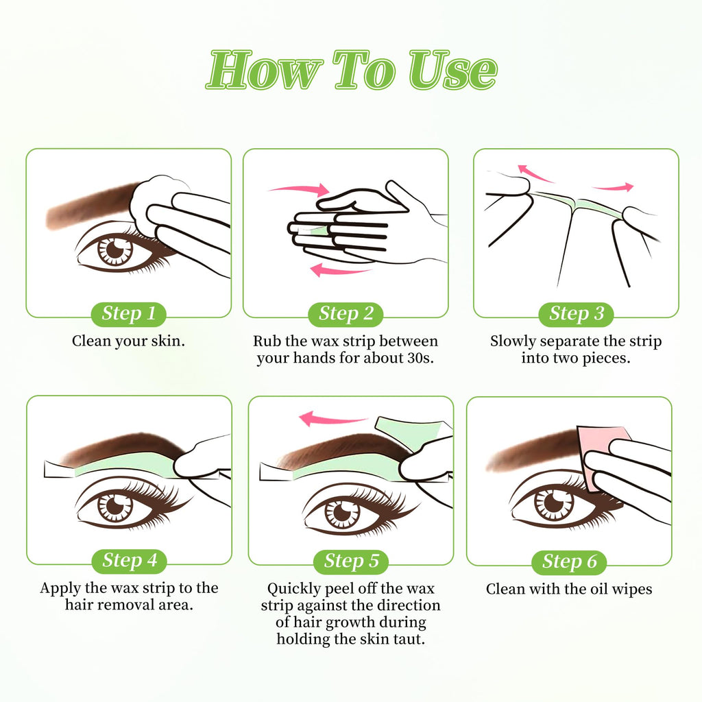 Eyebrow Wax Strips - 88 Strip Eyebrow & Upper Lip Hair Remover with 4 Soothing Wipes | Natural Beeswax Formula | Painless at Home Hair Removal for Women & Sensitive Skin | Lasts 6 Weeks