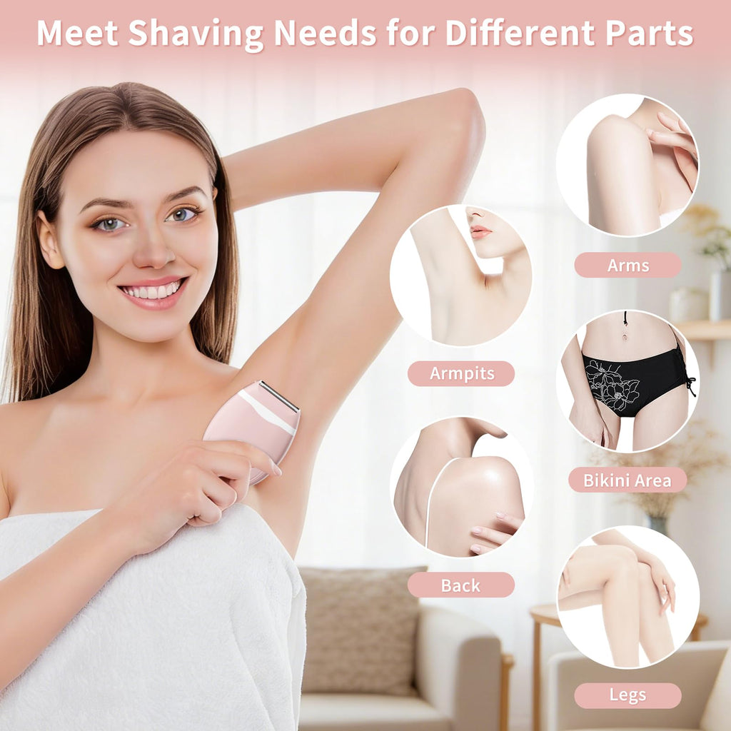 2026 Upgraded Electric Razors for Women - Cordless Portable Foil Shaver & Full Body Trimmer for Bikini Line, Underarms, Legs, Arms & Sensitive Skin - Mini Hair Remover for Home & Travel,Teens (Peach)