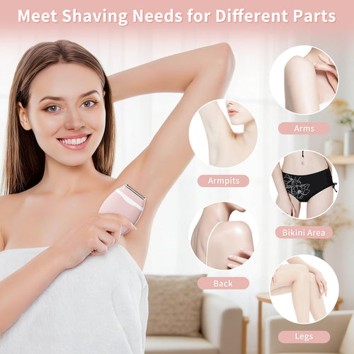 2026 Upgraded Electric Razors for Women - Cordless Portable Foil Shaver & Full Body Trimmer for Bikini Line, Underarms, Legs, Arms & Sensitive Skin - Mini Hair Remover for Home & Travel,Teens (Peach)